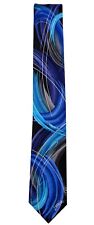 Men's Jerry Garcia Designer Abstract Necktie -  Black and Blue - NWT picture