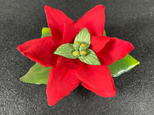 Figurine CAPODIMONTE Fabar Italian Hand Sculpted Porcelain RED POINSETTIA Flower picture