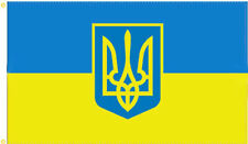 NEW 3x5 ft Ukraine Flag with Trident 3'x5' Ukrainian House Banner 100D picture