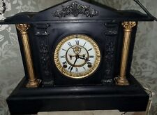 Antique Ansonia Mantel Clock Ebonized Cast Iron  picture