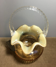 Fenton Art Glass Opalescent Silken Sand Adams Rib, 100 Anniversary Basket w/Tags picture