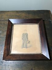 Nice Early Antique 19th C Hand Drawn Folk Art Portrait of a Young Boy picture