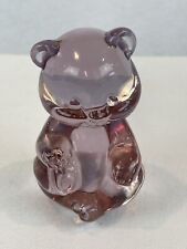 Vintage Fenton Art Glass Pink Purple Teddy Bear Figurine Original Sticker picture