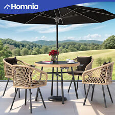 5 Pcs Patio Furniture Set Outdoor Rattan Chair & Table Tampered Glass Tabletop picture