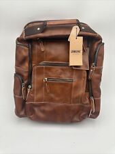 Lannsyne Men's Vintage Full Grain Leather 15.6 Inch Laptop Backpack Camping T... picture