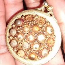 FLORENZA Vtg Signed Pocket Watch Locket Pendant Gold Italy Ornate Jewelry  picture