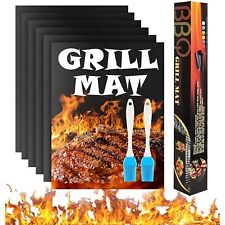 5 Pcs Outdoor Non Stick Reusable Cooking Baking BBQ Grill Mat Pad 15.75