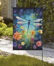 Dragonfly with Flowers ~ Double Sided - Garden Flag ~ 12