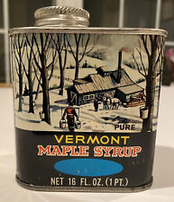 Vintage Vermont Pure Maple Syrup Tin Prop 16 oz Fairfield Farms picture