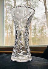 ABP American Corset Style Cut Glass Vase 10 Floral & Geometric Daisy Harvard picture