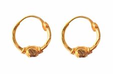 22K/18K Real Certified Fine Yellow Gold Antique Bead Hoop Earrings picture