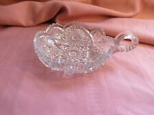 VINTAGE ~ ABPG ~ CUT GLASS CANDY DISH WITH HANDLE AND SAWTOOTH RIM ~ BEAUTIFUL picture
