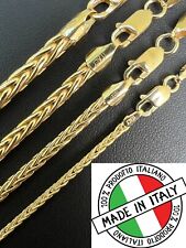 Real 14k Gold Plated 925 Sterling Silver Spiga Rope Wheat Chain Necklace 2-5mm picture