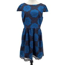 Alice & Olivia Women's Blue Rose Floral Nelly Puffed Short Sleeve Dress Size 6 picture