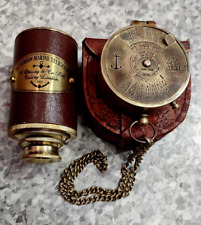 Antique Handmade Nautical Brass 100 Year Calendar Compass Vintage & telescope picture