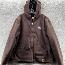 Carhartt Jacket Adult XL Dark Brown Duck Arctic Quilted Lined Canvas Hooded Mens picture