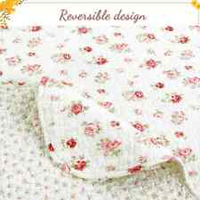 NEW ~ COZY SHABBY CHIC CREAM WHITE PINK RED GREEN LEAF ROMANTIC ROSE QUILT SET picture