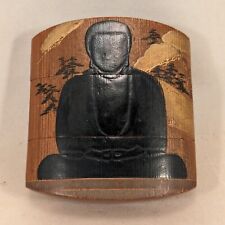 Antique Japanese Lacquer Wood Inro Kamakura Daibutsu Big Buddha Sagemono Netsuke picture