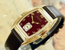 1940's Vintage BULOVA, Stunning Maroon Dial, Serviced & Warranty picture