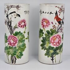 Antique 19th Century Chinese Porcelain Drilled for Lamp Pair of Vases 11
