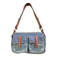 Vintage Y2K Leather Nylon Blue Handbag FRANCESCO BIASIA Purse picture