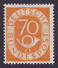 WEST GERMANY 1951-52 Posthorn 70pf Yellow SG 1058 MH/* (CV £650) picture