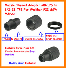 3-Piece Kit Muzzle Thread Adapter M8x.75 to 1/2-28 TPI For Walther P22 S&W M&P22 picture