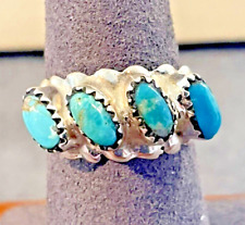 Great Unusual native design turquoise sterling silver setting  size 7 --1144.23 picture