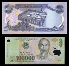100000 Viet Nam Dong + New Free 5000 Iraqi Dinar Note With Purchase* Lot Of 1 Ea picture