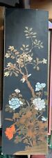 Antique, Early 20th century, Asian painting, birds and floral design,  21 x 7 in picture