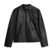 John Varvatos Collection Men's Baxter Moto Zip Jacket Waxed Sheep Leather Black picture