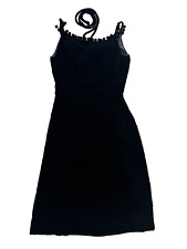 Vintage 1950s Ann Fogarty Little Black Dress Velvet w/ Poms S Designer Cocktail picture