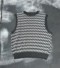 Vintage Geometric Green Pattern Sweater Vest Women’s Sleeveless 90s Acrylic picture