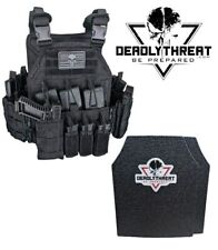 Urban Black Storm Tactical Vest Plate Carrier W/Level III L3 Armor Plate picture