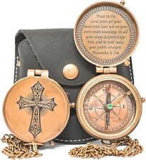 Antique Vintage Brass Pocket Compass Brass Nautical Compass Marine Compass Gift picture