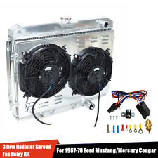 Radiator 3 Row+Shroud Fan+Relay Set For 1967-1970 Ford Mustang/Mercury Cougar picture