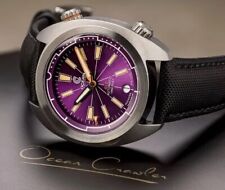 Ocean Crawler Men Great Lakes Diver V3 Purple Swiss Automatic Leather 40mm Watch picture