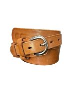 Vintage Bianchi #B4 Ranger Belt Plain Tan Leather Size 36 Brass Buckle picture