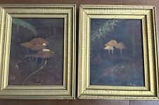 Pair of Original Oil Painted  Vintage MUSHROOM Pictures, Framed picture