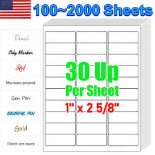 2000 Sheets Shipping Labels 1 x 2 5/8 30Up Adhesive Mailing Address Laser Inkjet picture