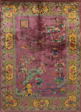Vegetable Dye Purple Art Deco Nichols Chinese Rug Hand-made Room Size Rug 9x12 picture