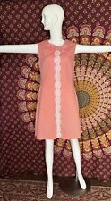 Vintage 1960s Dress  Peach Swiss Dot Cotton  M/L picture