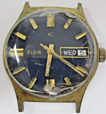 VTG VINTAGE 1960S ELGIN MENS 17J SWISS WATCH  GOLD TONE WORKS picture