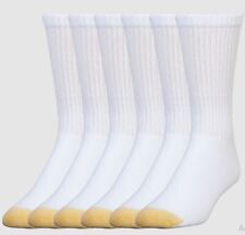 GoldToe Men's White Cotton Crew Athletic Sock, 12 Pair Shoe Size 6-12 picture
