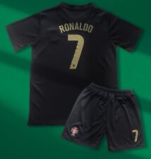 Portugal Kids Black Soccer Jersey #7 Ronaldo Shorts & Socks Kit Set Youth Sizes picture