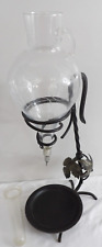 ANTIQUE VINTAGE WROUGHT IRON ETCHED GRAPE GLASS WINE AERATOR METAL DECANTER RARE picture