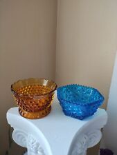 Vintage Fenton Amber Hobnail And  Vintage LE Smith Daisy And Buttons Bowls picture
