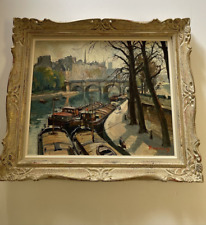 Mid Century French Painting Paris Impressionism Landscape Listed Famous Vintage picture