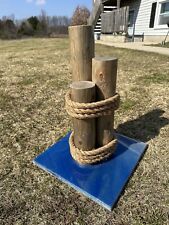 Rustic Wooden Post Decor with Nautical Rope on Blue Epoxy Base Lake House Lot picture