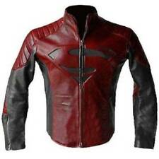 SUPERMAN MAN OF STEEL & SMALLVILLE BLACK AND RED LEATHER S SHIELD JACKET  picture